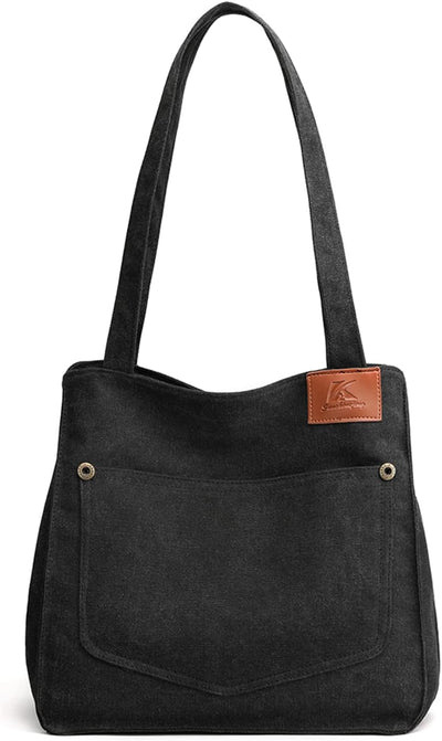 PORRASSO Segeltuch Schultertasche Damen Handtasche Mädchen Tote Bag Shopper Henkeltasche für Schule