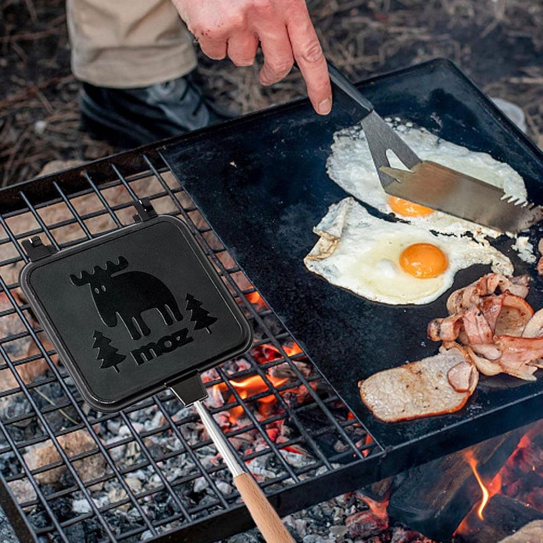 Bexdug Doppelseitige Bratpfanne - Leichte abnehmbare Sandwichpresse,Camping-Sandwichmaker-Toaster mi