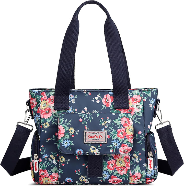 DIRRONA Bunte Damenhandtaschen Modedruck Umhängetasche Multi Pocket Multi Fach Crossbody Bag Beiläuf
