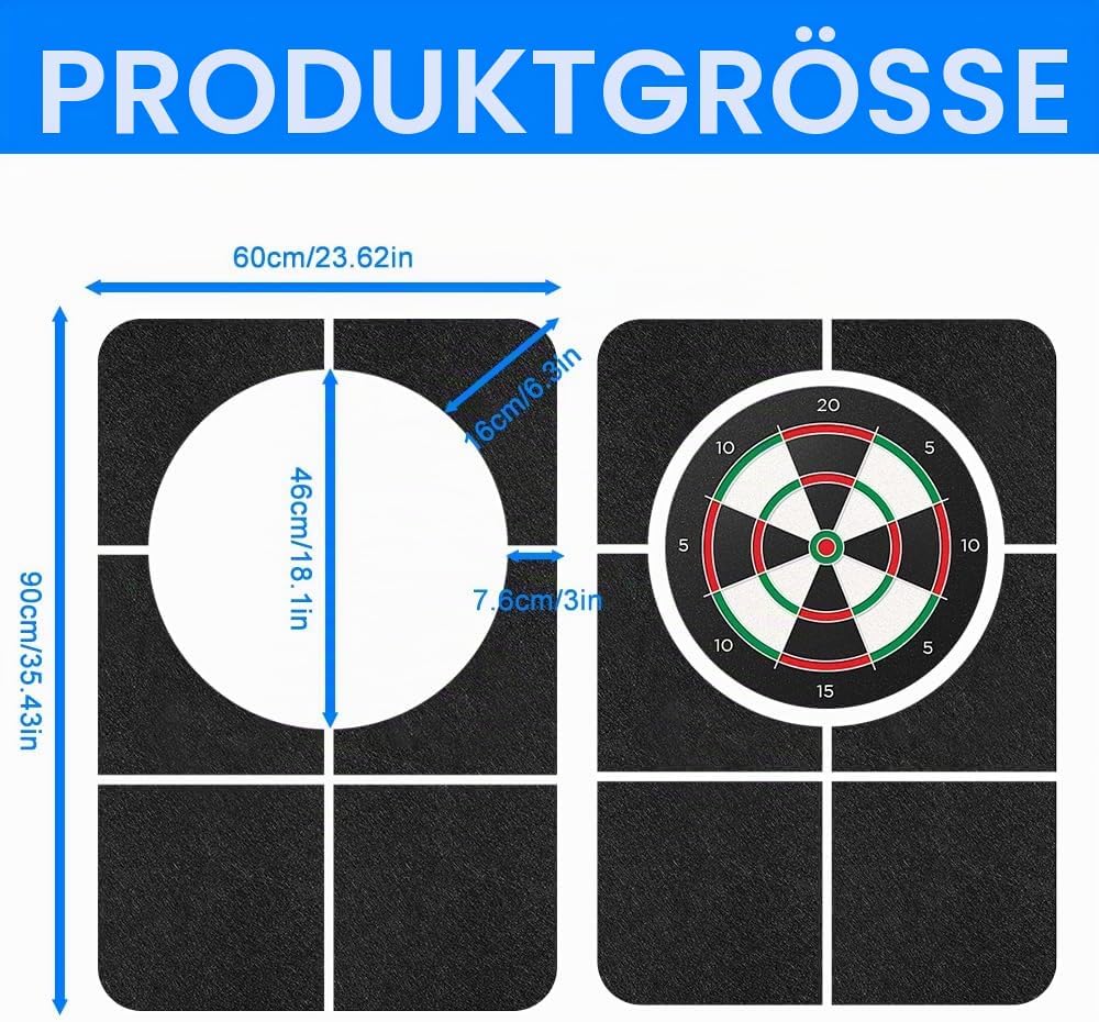 Dartboard Wandschutz, Selbstklebende Dartscheiben Umrandung, Dartboard-Rückseite- Gespleisster Rand