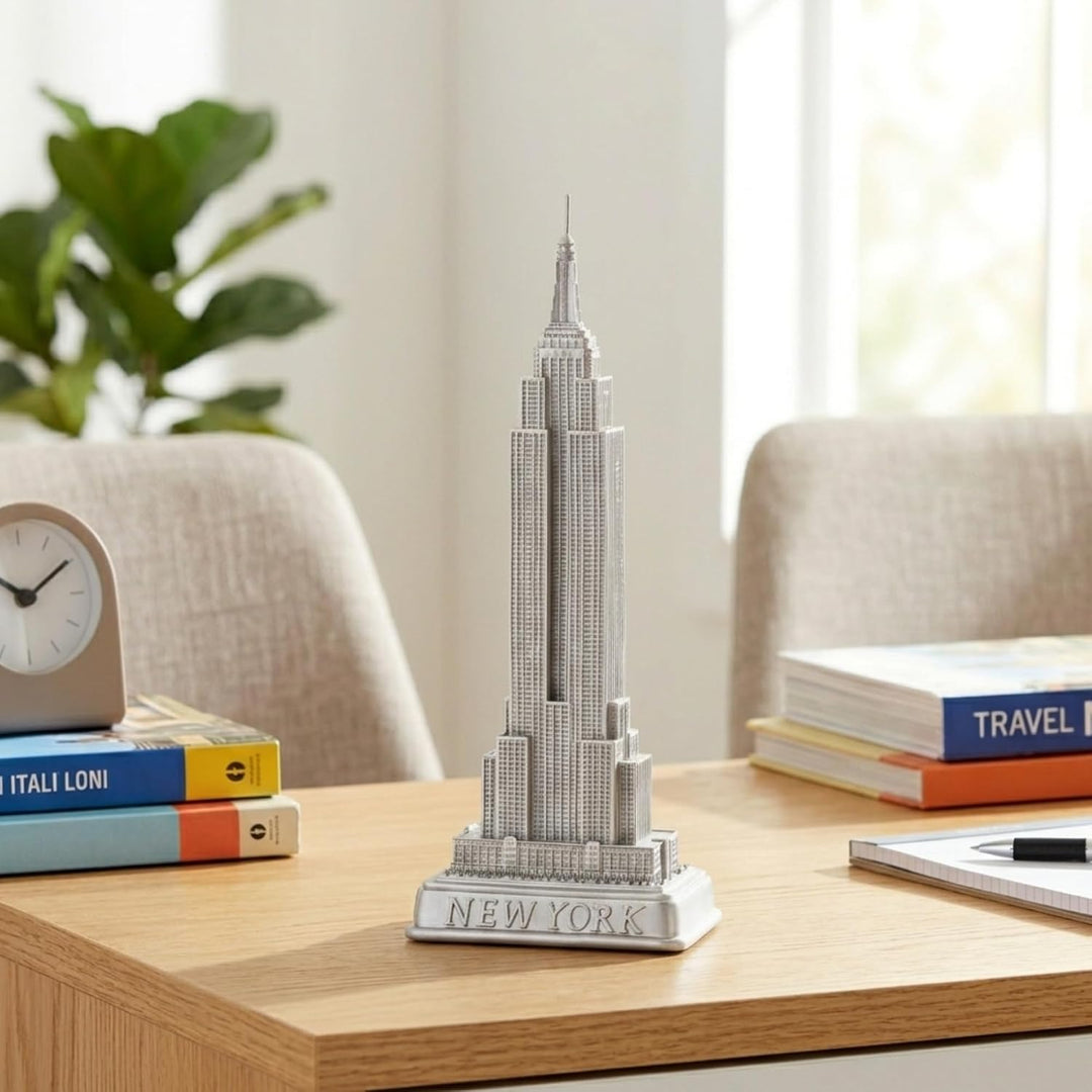 Empire State Building Statue from New York City Silver 23cm NYC Statues Collection