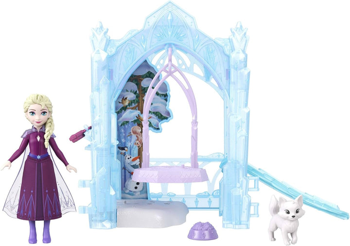 Mattel Disney Die Eiskönigin kleine ELSA-Puppe und winterliches Tierspielset mit Fuchs- und Vogelfig