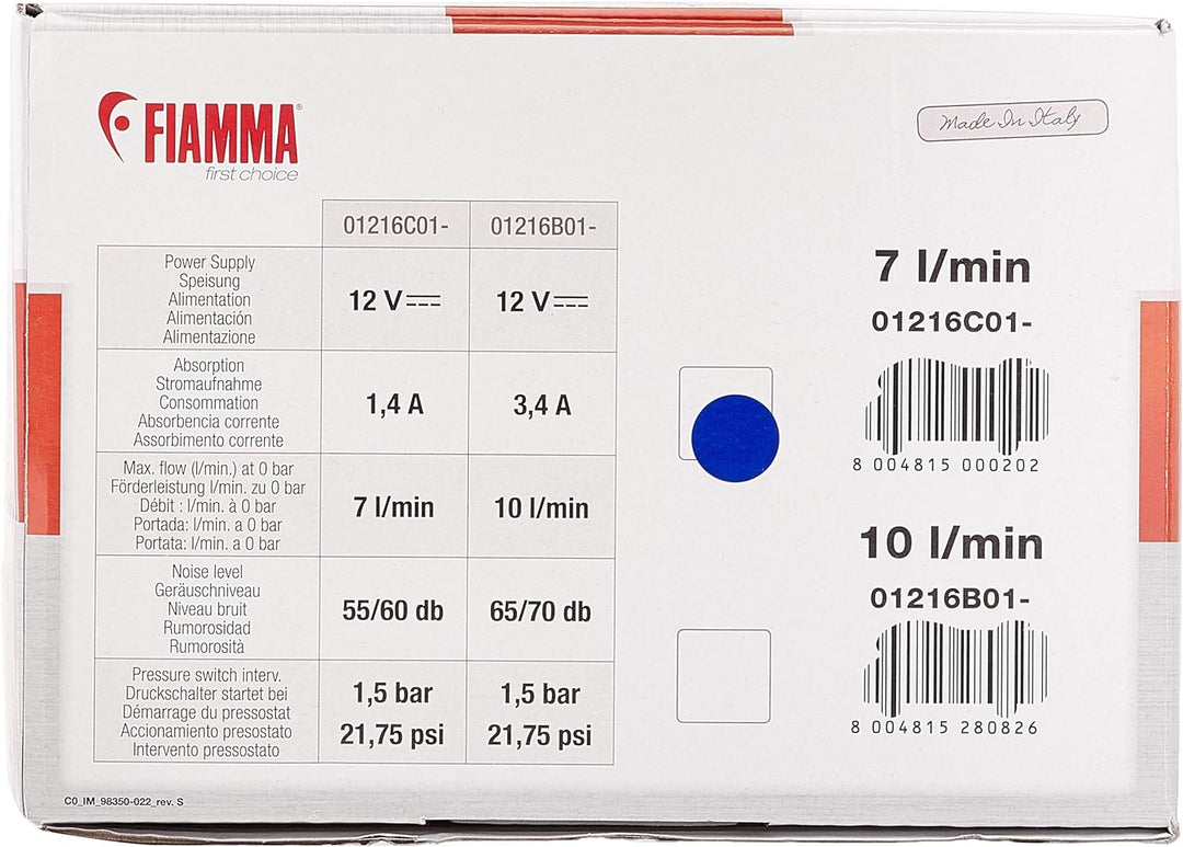 Fiamma Pumpe Aqua 8 7l/min Single, Single