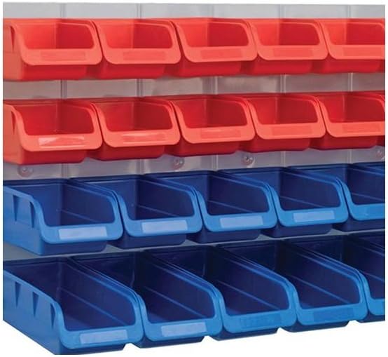 Faithfull FAIPAN24 24 Plastic Storage Bins with Metal Wall Panel, Fixings Included,Blue / Red,12.0 c