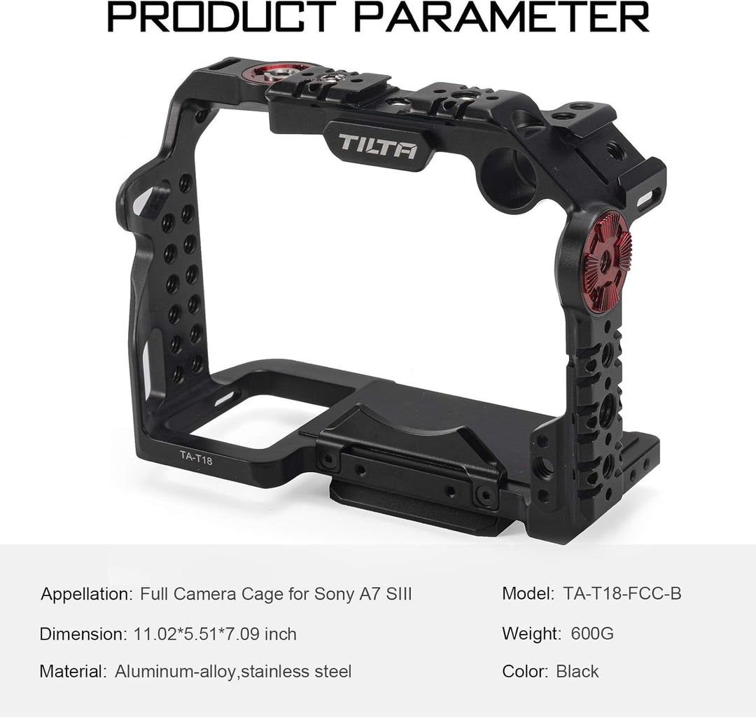 Tilta Full Camera Cage Kompatibel mit Sony a7siii – Schwarz TA-T18-FCC-B