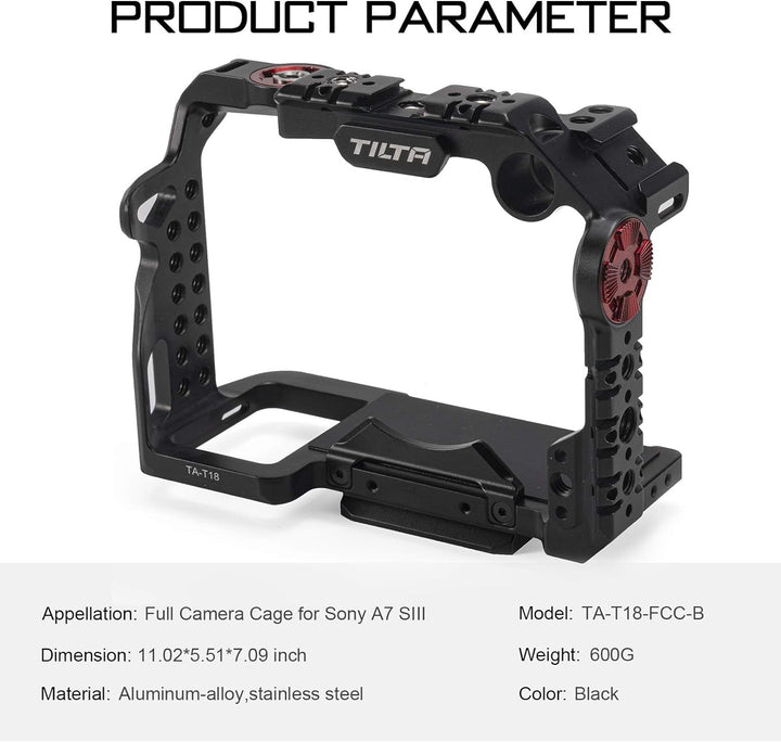 Tilta Full Camera Cage Kompatibel mit Sony a7siii – Schwarz TA-T18-FCC-B