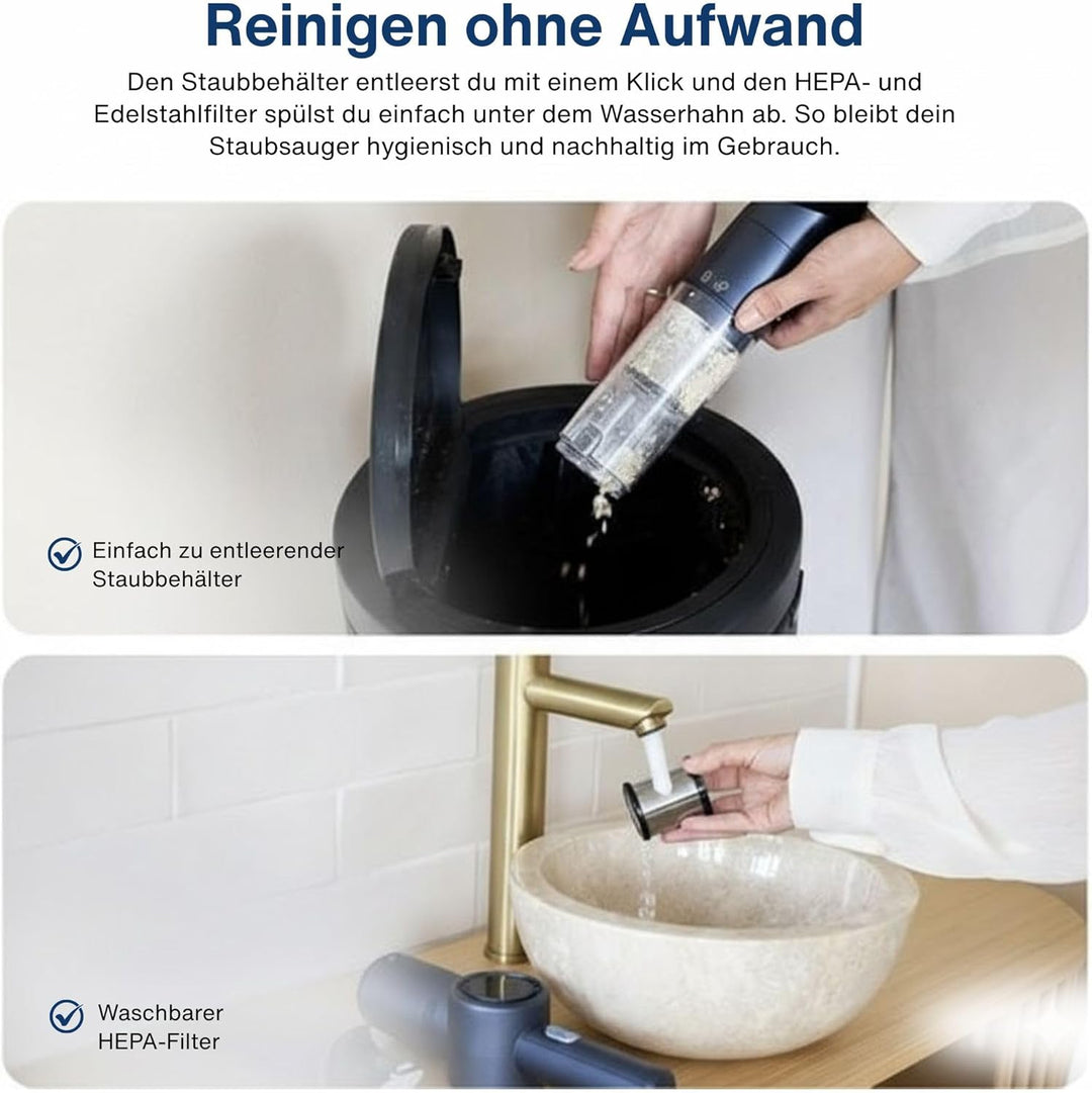 Samako NanoDetect Pro 135W Auto Handstaubsauger Akku, kabelloser Handsauger mit HEPA-Filter, Auflade