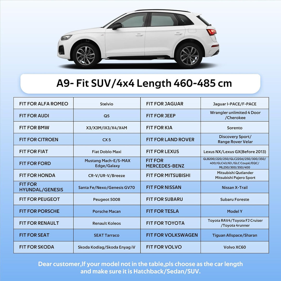 SUV Autoabdeckung Wasserdicht Atmungsaktiv,Auto-Abdeckplane für Vollgarage,Regen,Sonne,Staub und UV-
