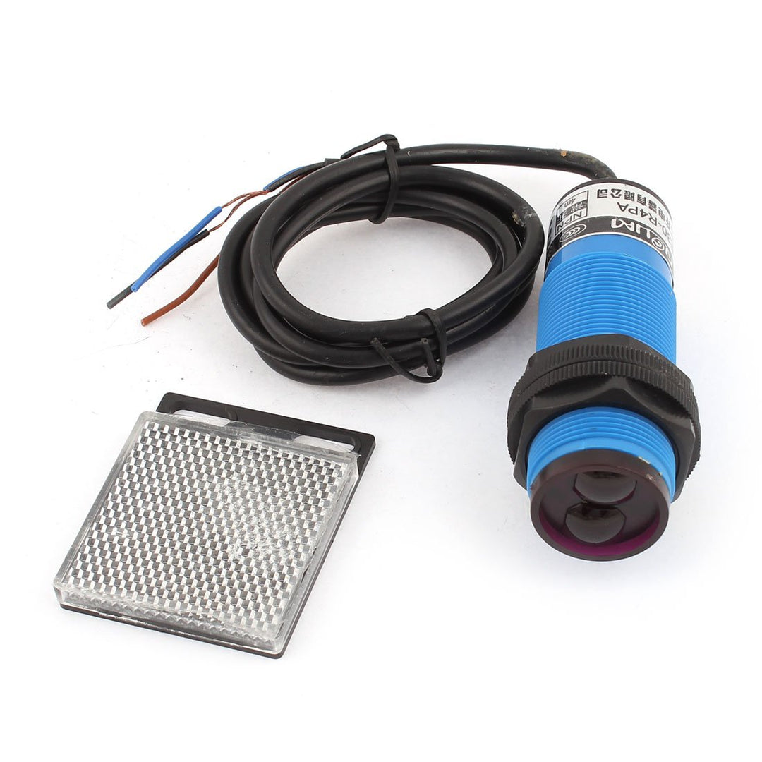 sourcing map E30-R4PA PNP 3-Drähte 1-4m Sensor Lichtschranke 10-36V DC w Reflektor DE de