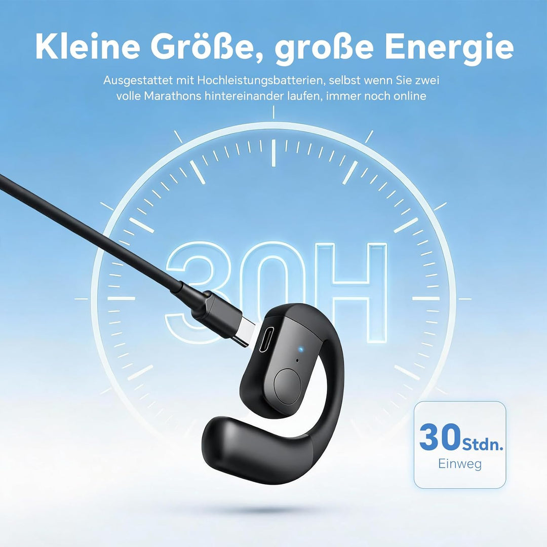 Wireless Single Earbud Bluetooth Headset mit Mikrofon Handy Telefon Freisprech Open Ear Einzeln Spor