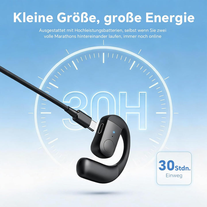 Wireless Single Earbud Bluetooth Headset mit Mikrofon Handy Telefon Freisprech Open Ear Einzeln Spor