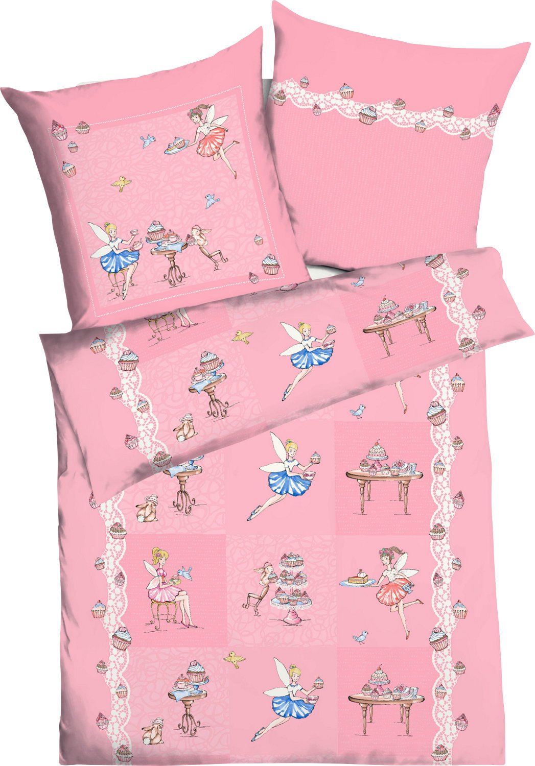 Kaeppel Kinder-Bettwäsche "Cupcake" Renforcé rosa Grösse 100x135 cm (40x60 cm) 100x135 cm Rosa, 100x