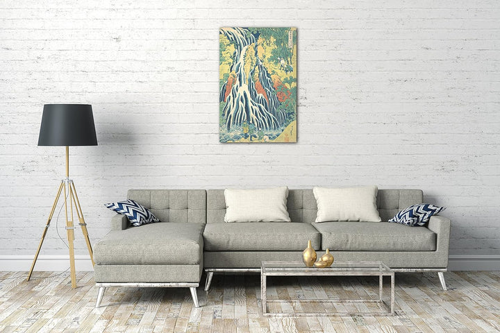 Printed Paintings Leinwand (70x100cm): Katsushika Hokusai - Kirifuri-Wasserfall am Kurokami-Berg 70x