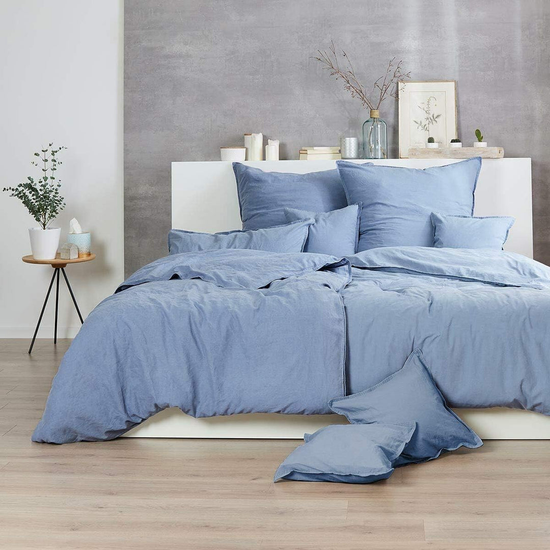 Enrico Coss Bettwäsche Stonewashed Denim, 1 Bettbezug 135 x 200 cm + 1 Kissenbezug 80 x 80 cm