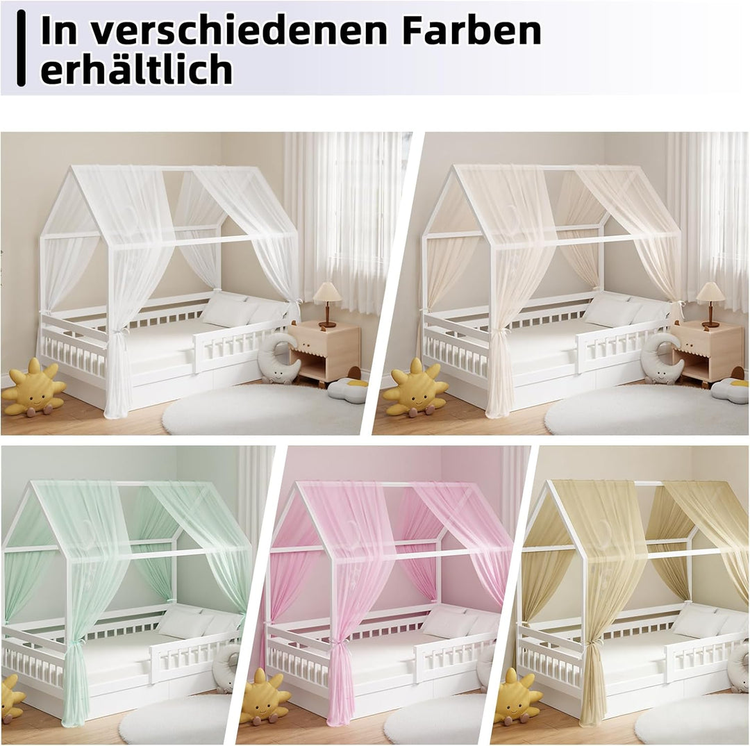 GFCC Hausbett Himmel Vorhänge 2er Set, Tüll Betthimmel Himmelbett für Hausbett Deko & Himmel für Kin