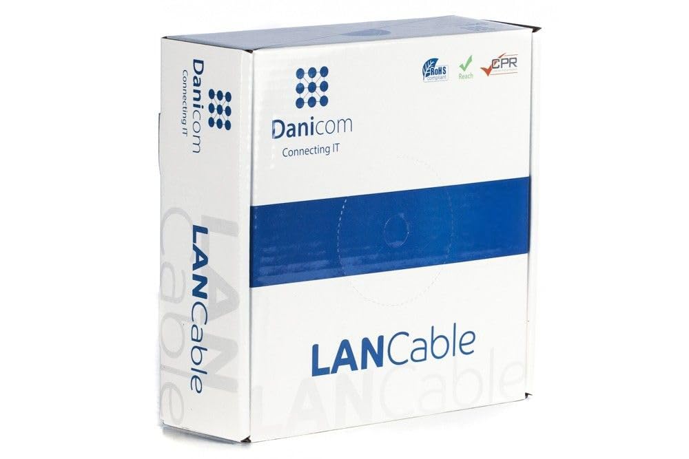 Danicom CAT5e Netzwerkkabel - SF/UTP - AWG 26/7 (Flexibel) - 100 Meter - Grau - CCA, POE, Ethernet,