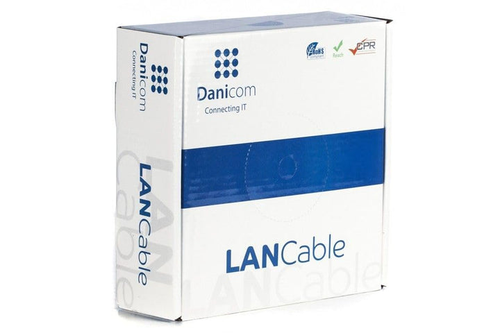 Danicom CAT5e Netzwerkkabel - SF/UTP - AWG 26/7 (Flexibel) - 100 Meter - Grau - CCA, POE, Ethernet,