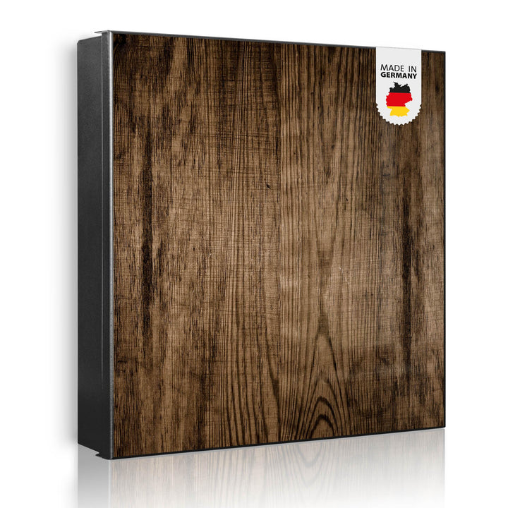 banjado® Grosser Schlüsselkasten Glas/Schlüsselbox 30cm x 30cm mit 50 Haken - Motiv Maserung Dunkel/