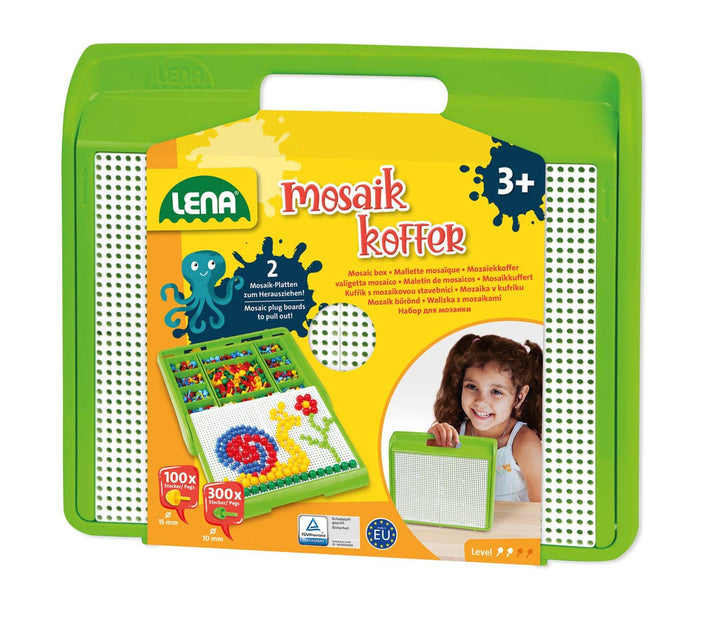 Lena 35615 Mosaiksteckspiel, Mittel, Blau,Gelb,Grün,Rot