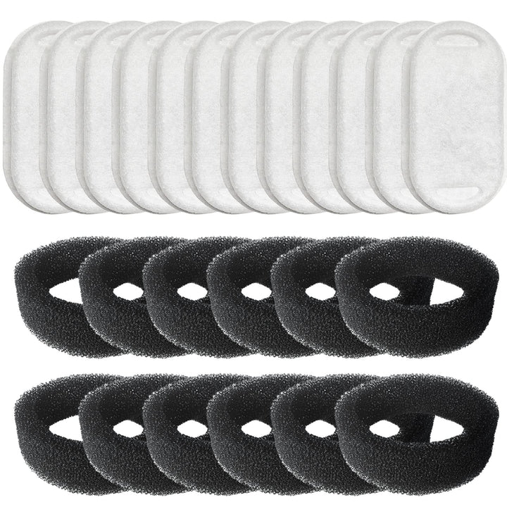 24 Stück Ersatzfilter für Trinkbrunnen, Katzenbrunnen 12 Stück Kohlefilter und 12 Stück Schaumfilter