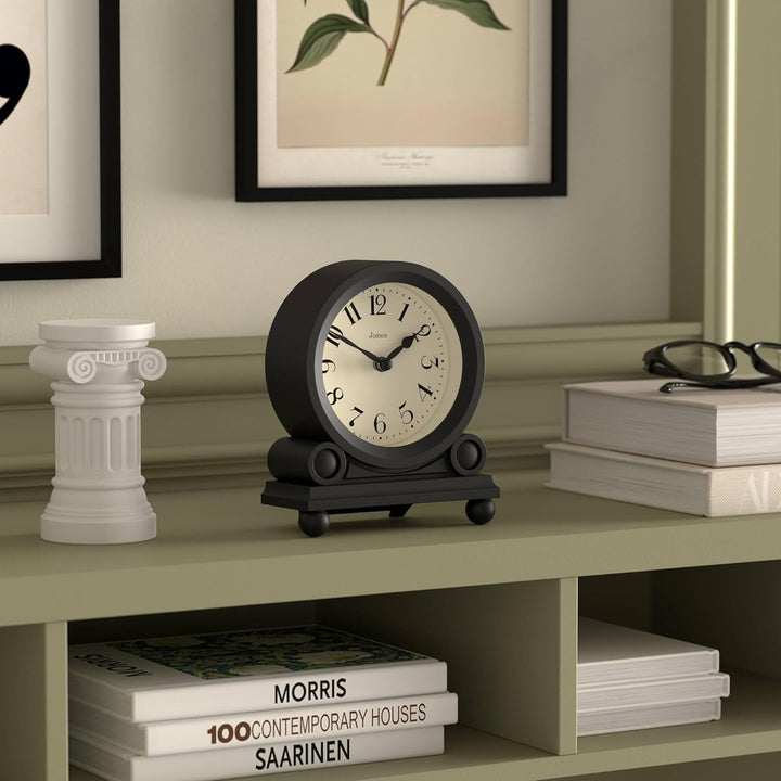 JONES CLOCKS® Maida Vale kaminuhr | Kleine traditionelle schreibtischuhr | Schwarz | Hübsch und char