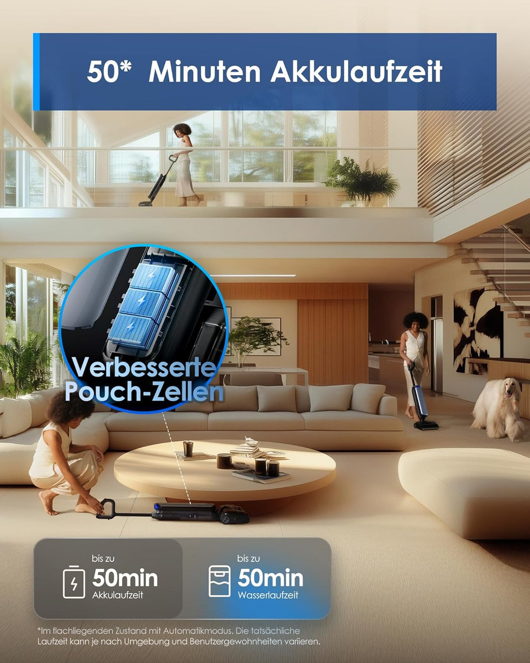 Tineco Floor One S9 Artist Stilvoller Nass Trockensauger, 22kPa Nasssauger, 360° SmoothDrive, Anti-T