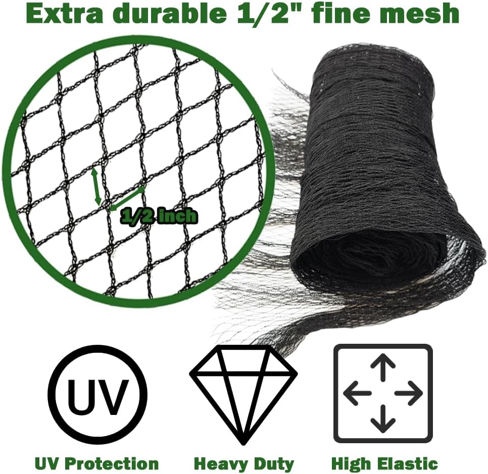 Teichnetz für Blätter, 4,5 x 12,2 m, Teichnetz mit kleinem, feinem Netz, schützt Koi-Fische vor Vöge