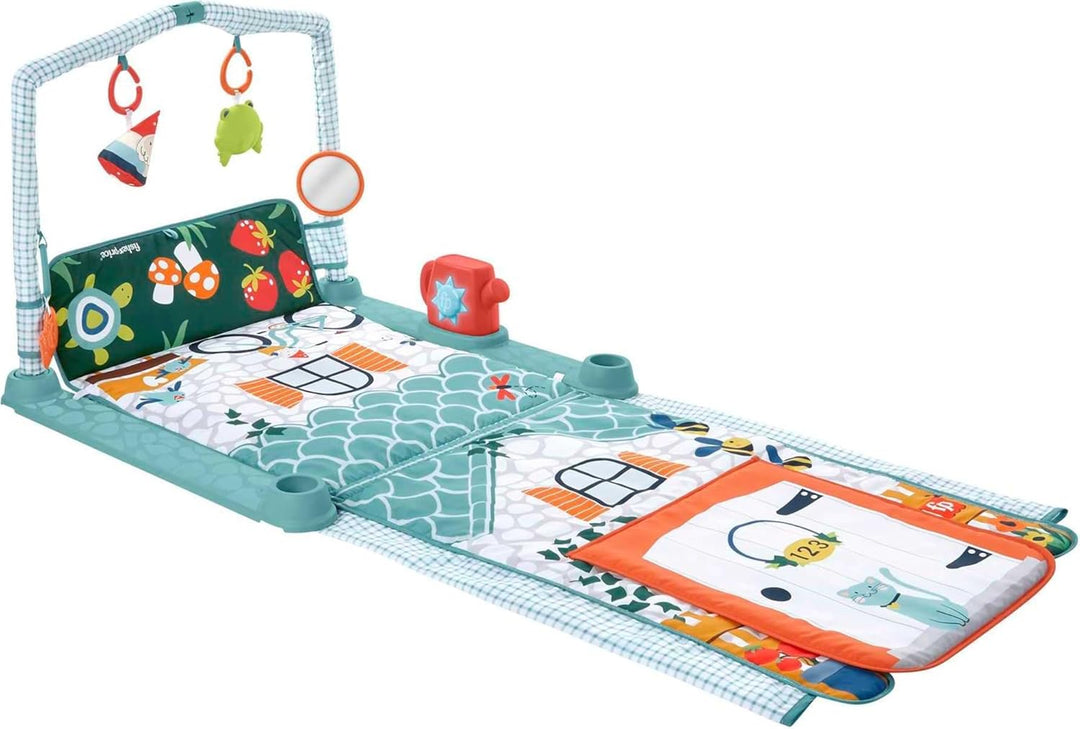 Fisher-Price HJK45 - 3-in-1 Kleine Ferienhaus Spieldecke, Spieldecke für das Spielen in Bauchlage un