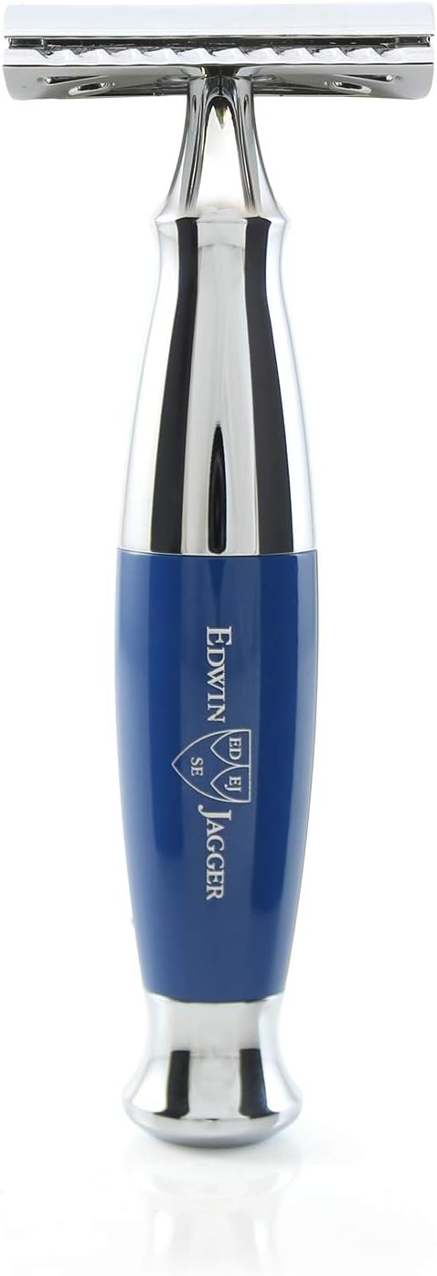 Edwin Jagger Blue Diffusion 36 Serie Rasierset mit Doppelkanten-Rasierhobel und reinem Dachspinsel