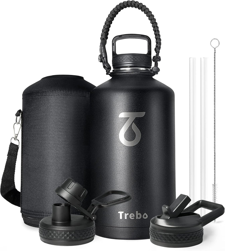 Trebo 3,6 l Wasserflasche isoliert mit ParacordGriff, 2,5 Liter lebensmittelechter, doppelwandiger V