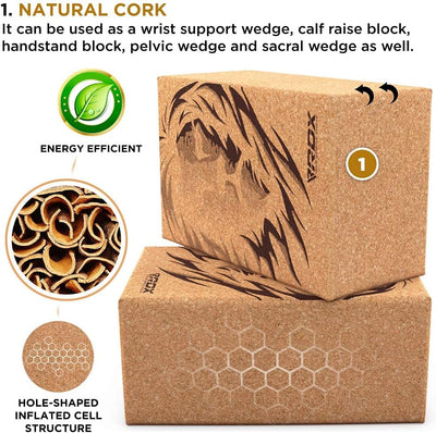 RDX Yoga Cork Block Set, High Density Eva Schaumstoff Rutschfester Blöcke, Leichtes Yogaklotz für Kö