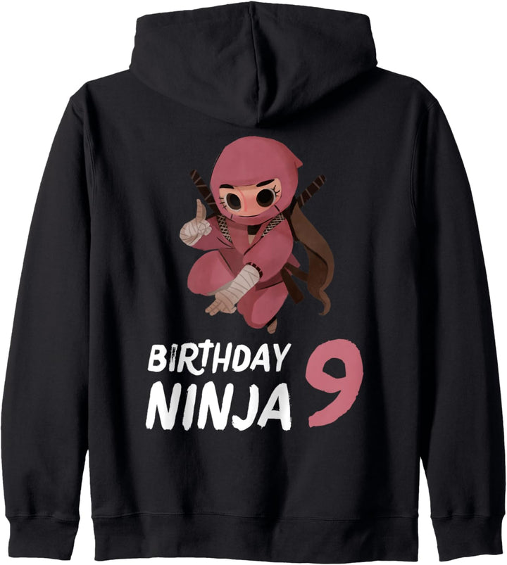 9 Geburtstag Ninja 9 Jahre alte Party Kampfsport Mädchen Kapuzenjacke