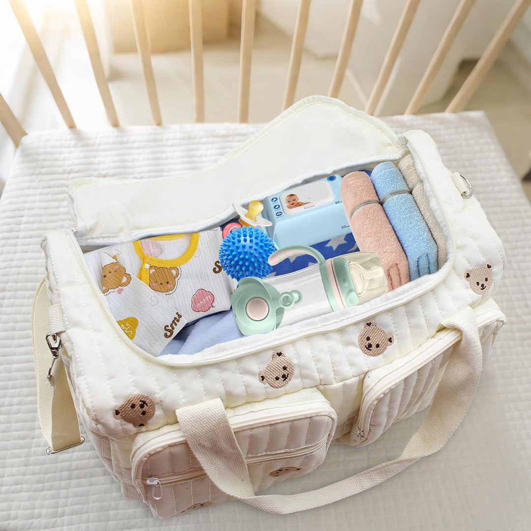 Grosse Wickeltaschen Kliniktasche Geburt 48 × 22 × 26 cm, Baby Wickeltasche, Mommy Bag aus Baumwolle