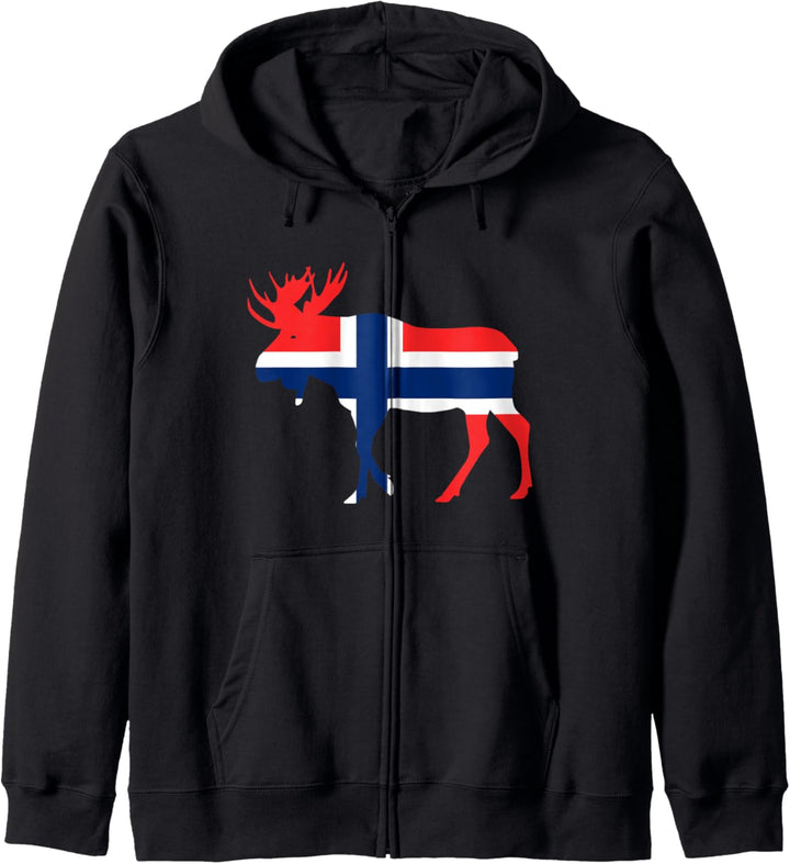NORGE Elch mit Norwegen Flagge Kapuzenjacke