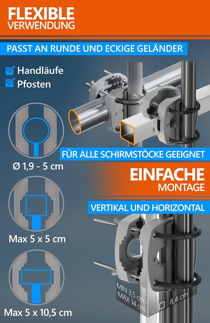 4smile Sonnenschirm Balkon SunnyShade, 200 x 125 cm, UPF 50+ Sonnenschirm rechteckig als Sonnenschut