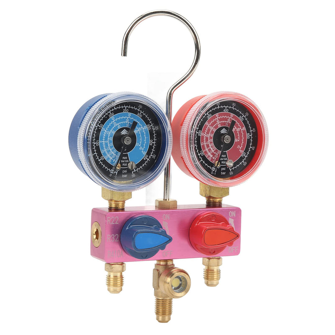 Verteilermanometer, Mini-Fluorid-Kältemittel-Manometer für R22, R32, R410A-Kältemittel, G1 / 4-Metal
