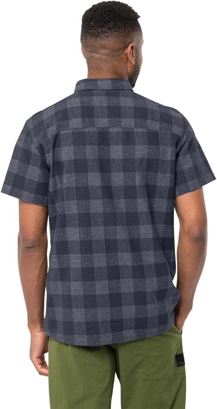 Jack Wolfskin Herren Highlands M Shirt Shortsleeve L Night Blue Checks, L Night Blue Checks