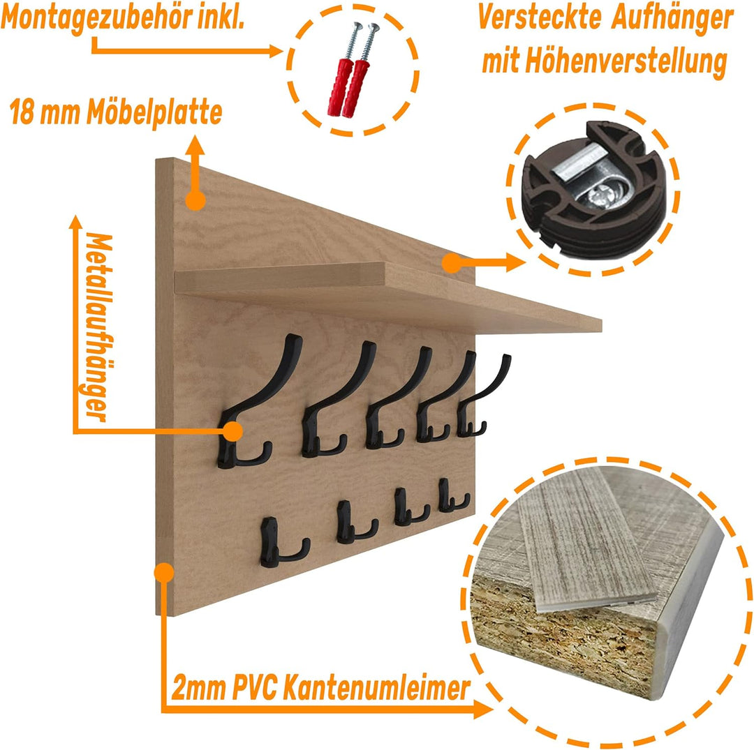 AKKE Mikon 40x80 | VERTI Garderobenpaneel Wandgarderobe Garderobe Wandpaneel Kleiderstange SCHWARZ |