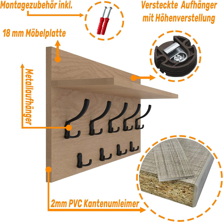 AKKE Mikon 40x80 | VERTI Garderobenpaneel Wandgarderobe Garderobe Wandpaneel Kleiderstange SCHWARZ |