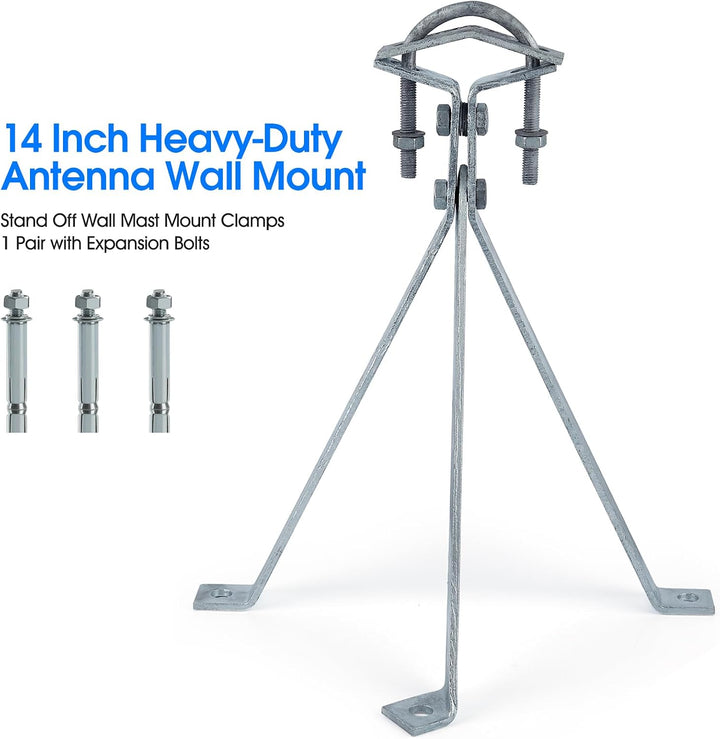 Windproof Stand Off Wall Mast Mount Satellite Dish Mounts (1 Pair Mount (3-Leg + 2-Leg), 35cm)