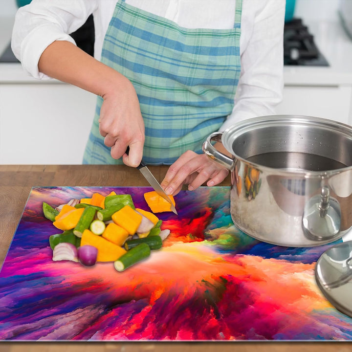 SmartDecoration Herdabdeckplatte Ceranfeldabdeckung aus Glas 60x52 cm Einteilig Motiv "Puder" Mehrfa