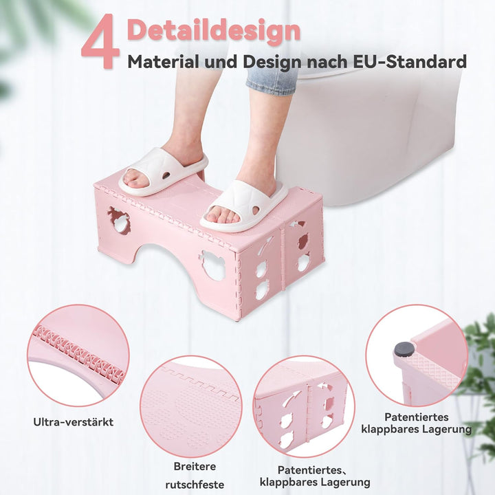Toilettenhocker Klappbar - Physiologischer Hocker Badezimmer für Erwachsene und Kinder - WC Hocker (