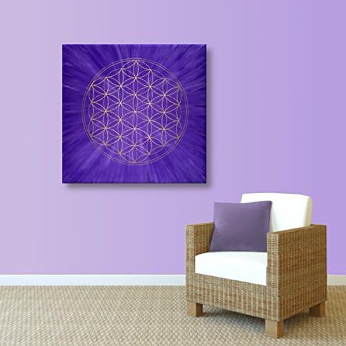 Wandbild Blume des Lebens in Gold "Intuition" - HANDGEMALT - Grösse 50cm x 50cm - Lebensblume in Gol