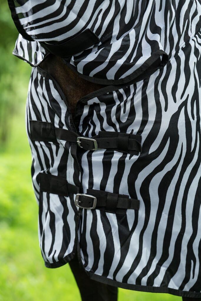HKM Fliegendecke mit Halsteil -Zebra- mit Bauchlatz, weiss/schwarz, 145 Weiss/Schwarz 145 cm, Weiss/