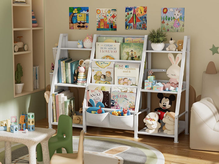Kinderregal Kinderzimmer Weiss Offenen Aufbewahrungsregal: Kinder Bücherregal mit 3 Fächern für Büch