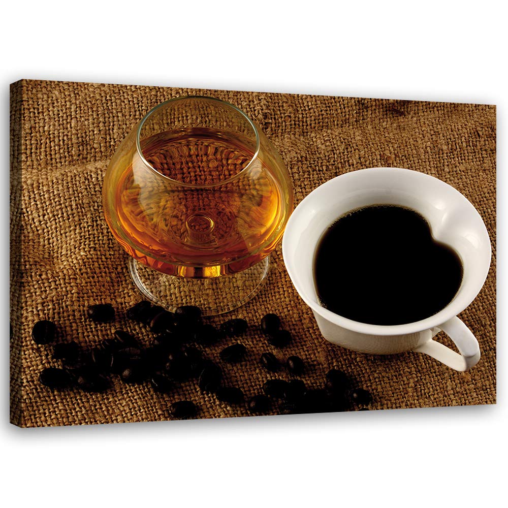 Feeby Bild auf Vlies Leinwand Kaffee Und Whisky 90x60 cm Kunstdruck Modern Wandbilder Deko Flur Wohn