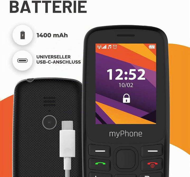myPhone 6410 LTE 4G einfaches Telefon mit klarem Display und grossen Tasten, grosser 1400-mAh-Akku