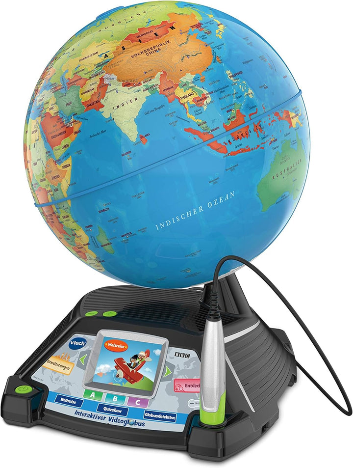 VTech Interaktiver Videoglobus – Weltkugel mit Bildschirm, akustischen und visuellen Lerninhalten (d