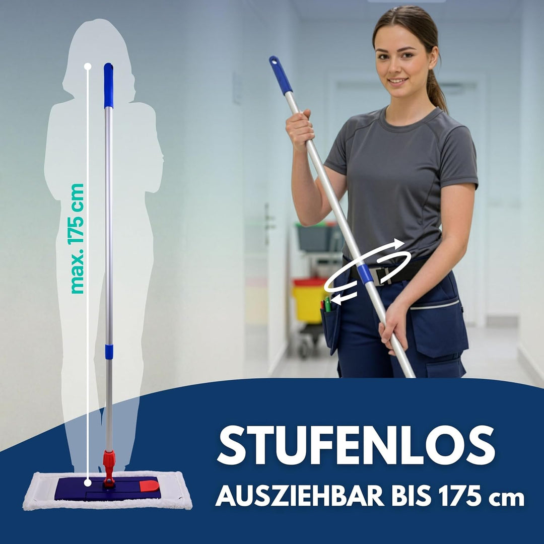 Sonty 2 Stück Wischmopp Set XL 50 cm, Klapphalter Magnet, Mopstange Alu, Microfaser Mopp (2)