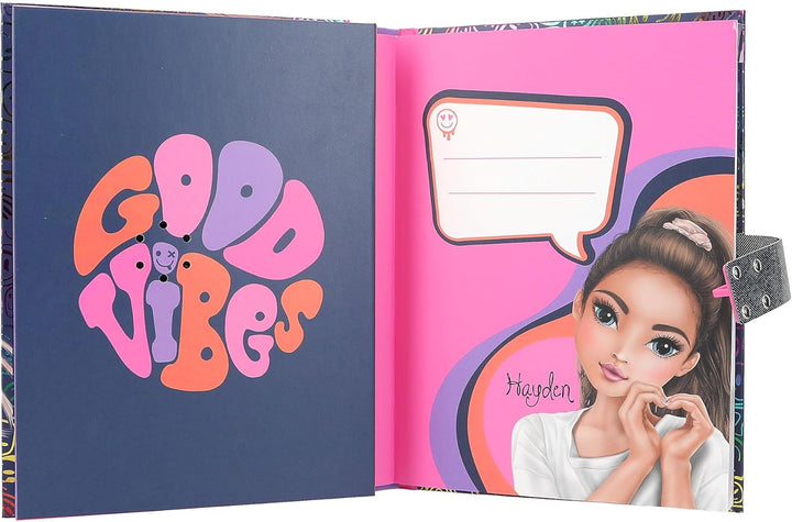 Depesche 12971 TOPModel Nachtlicht-Tagebuch mit verschlüsseltem Code und Sound, Buch mit 80 linierte